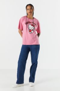 Pink Hello Kitty Graphic Boyfriend T-Shirt sold by Charlotte Russe