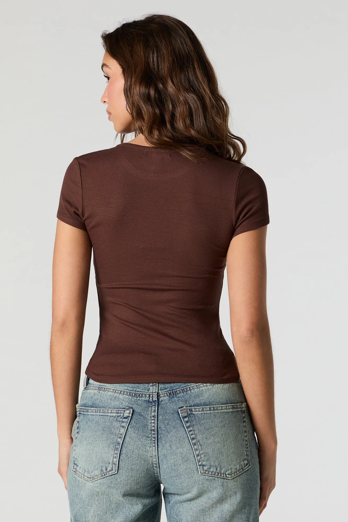 Ribbed Crewneck T-Shirt sold by Charlotte Russe product image thumbnail 2
