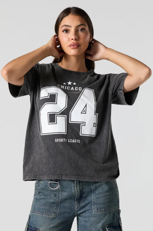 Chicago Graphic Washed Boyfriend T-Shirt sold by Charlotte Russe