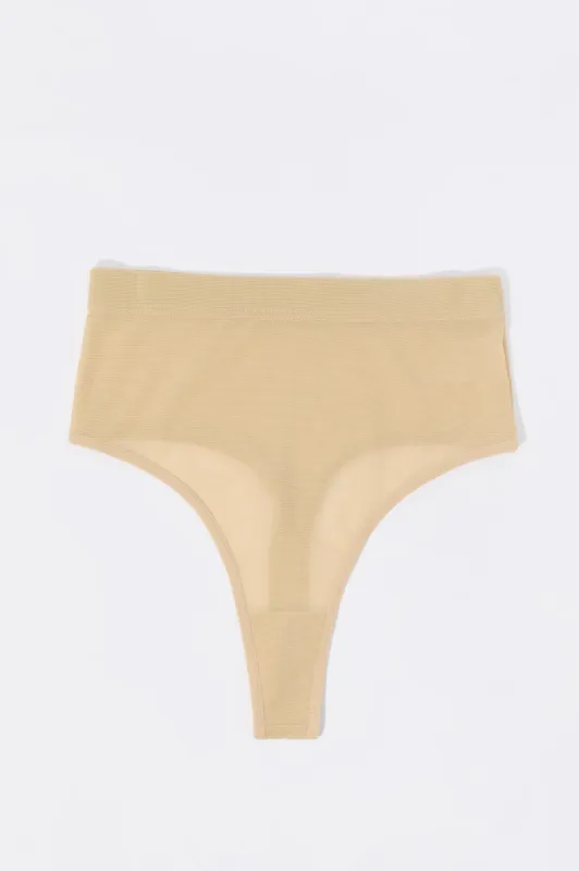 Mesh High-Rise Thong Panty sold by Charlotte Russe