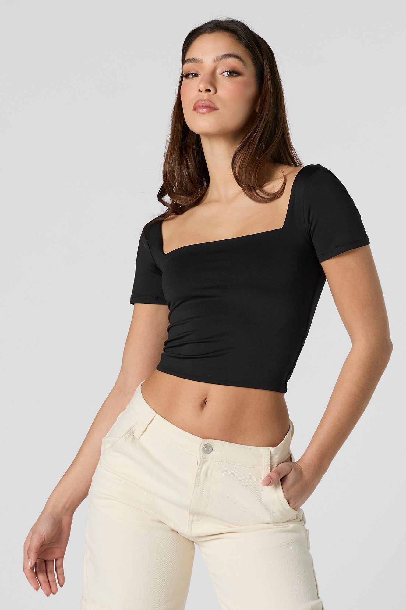 Contour Square Neck Cropped T-Shirt sold by Charlotte Russe product image thumbnail 4