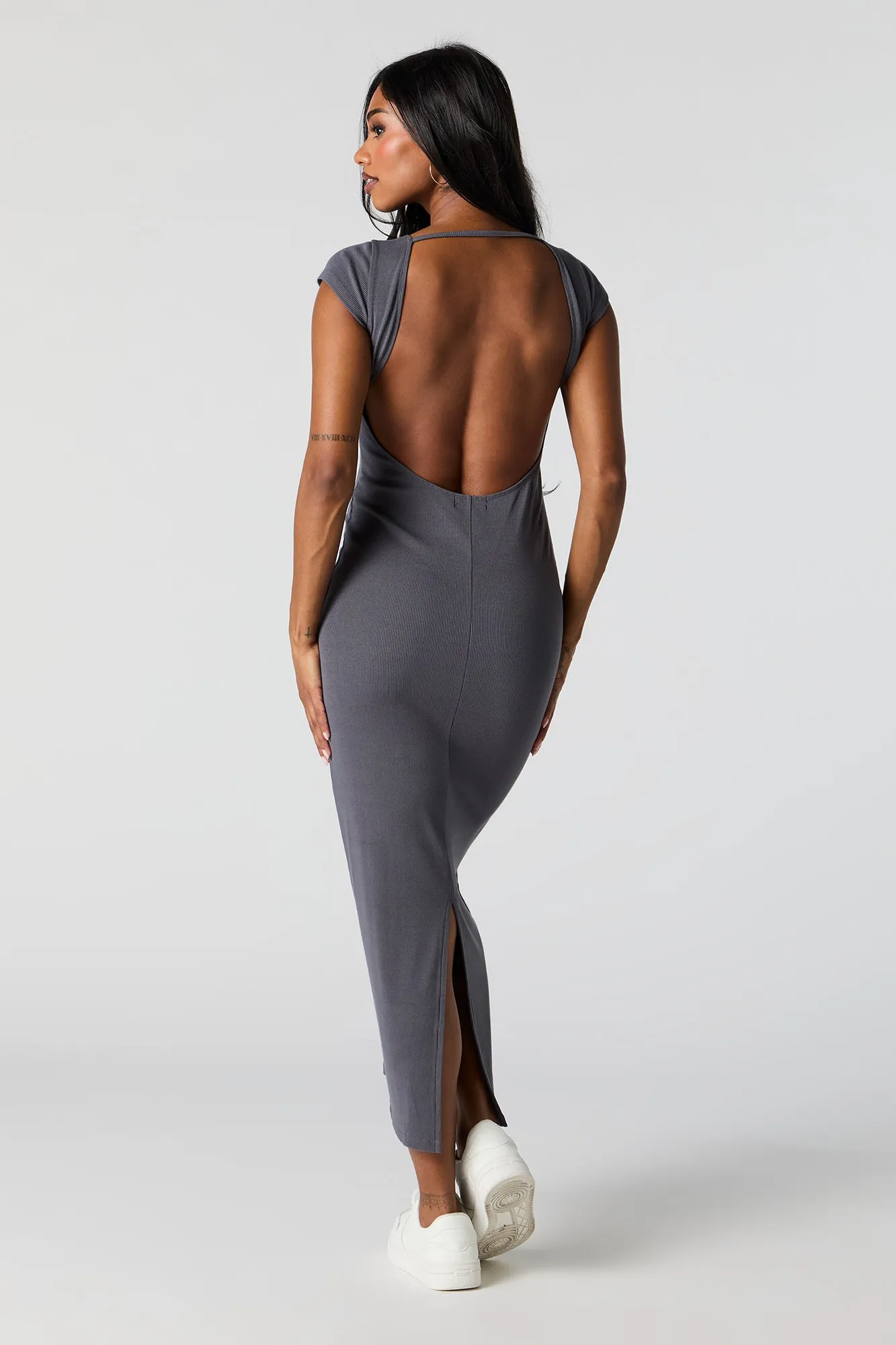Ribbed Open Back Bodycon Midi Dress sold by Charlotte Russe product image thumbnail 4