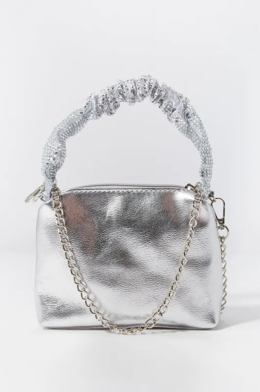 Metallic Rhinestone Handle Purse sold by Charlotte Russe