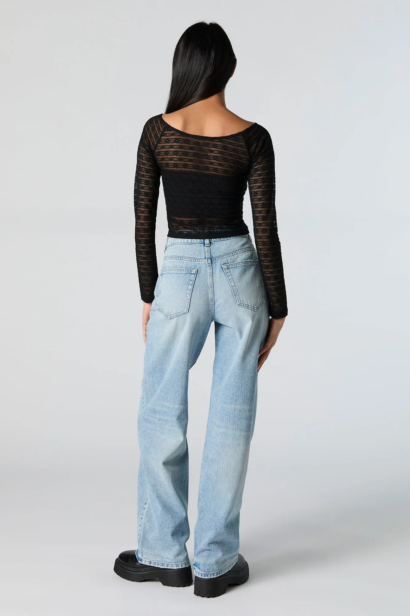 Medium Vintage Wash High Rise Wide Leg Jean sold by Charlotte Russe product image thumbnail 3