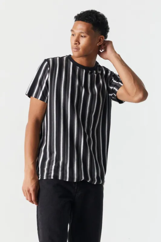 Vertical Stripe Print Crew Neck T-Shirt sold by Charlotte Russe