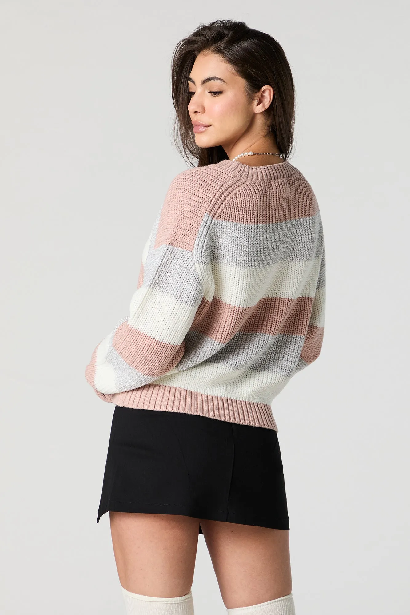 Wide Striped Ribbed Knit Sweater sold by Charlotte Russe product image thumbnail 2