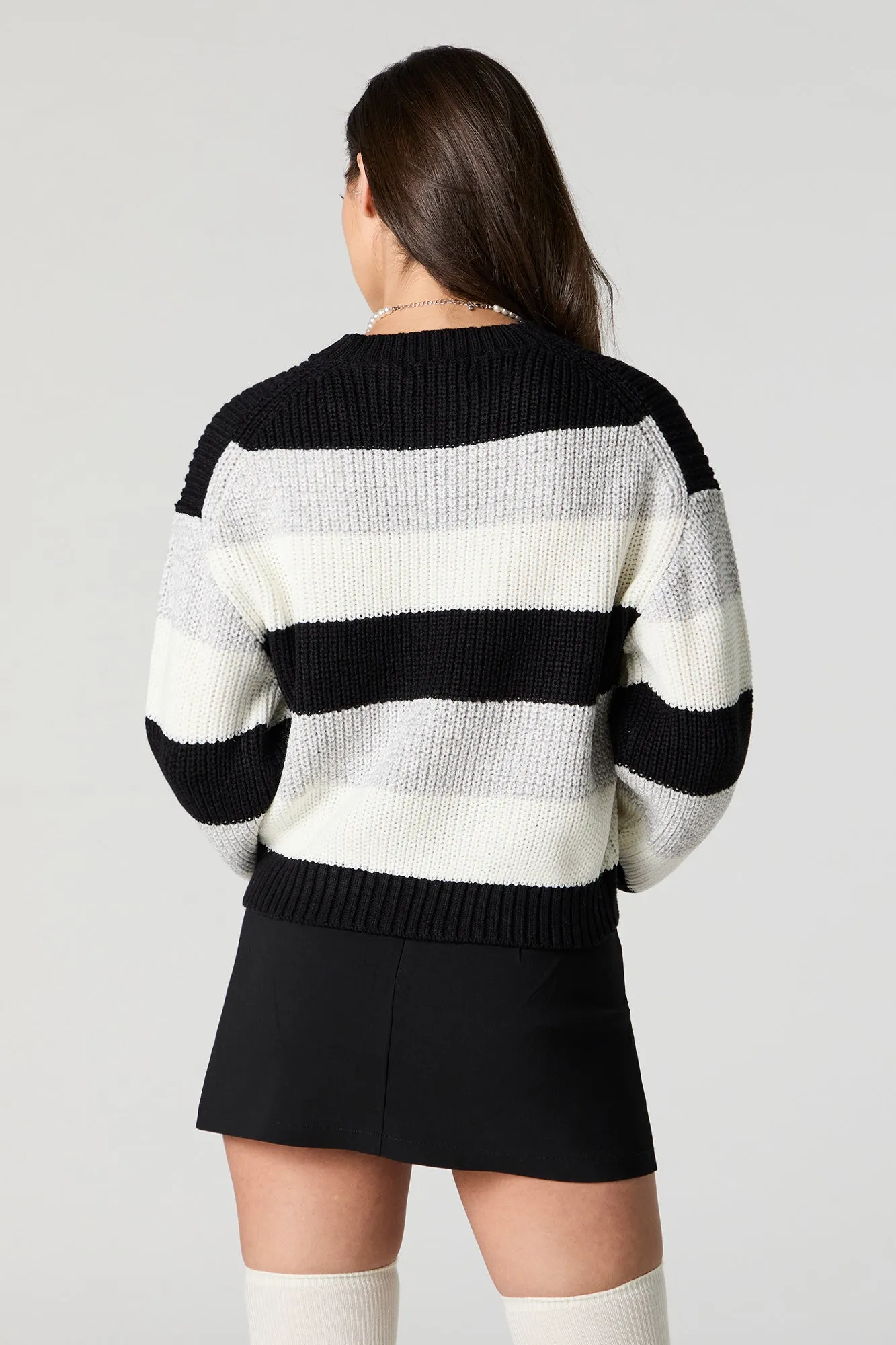 Wide Striped Ribbed Knit Sweater sold by Charlotte Russe product image thumbnail 5