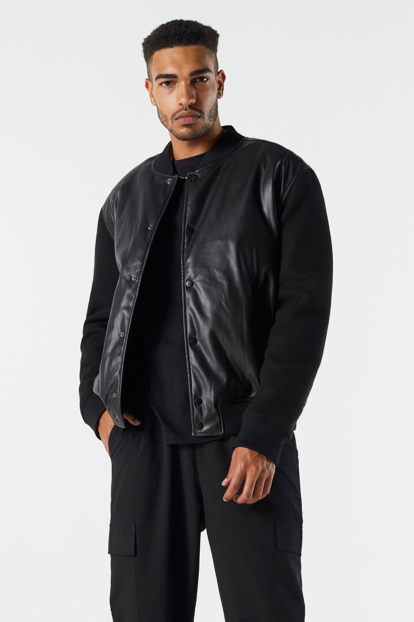 Faux Leather Varsity Jacket sold by Charlotte Russe product image thumbnail 2