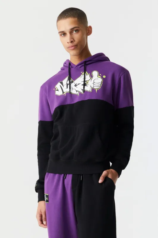 Nice Graffiti Graphic Split Print Hoodie sold by Charlotte Russe