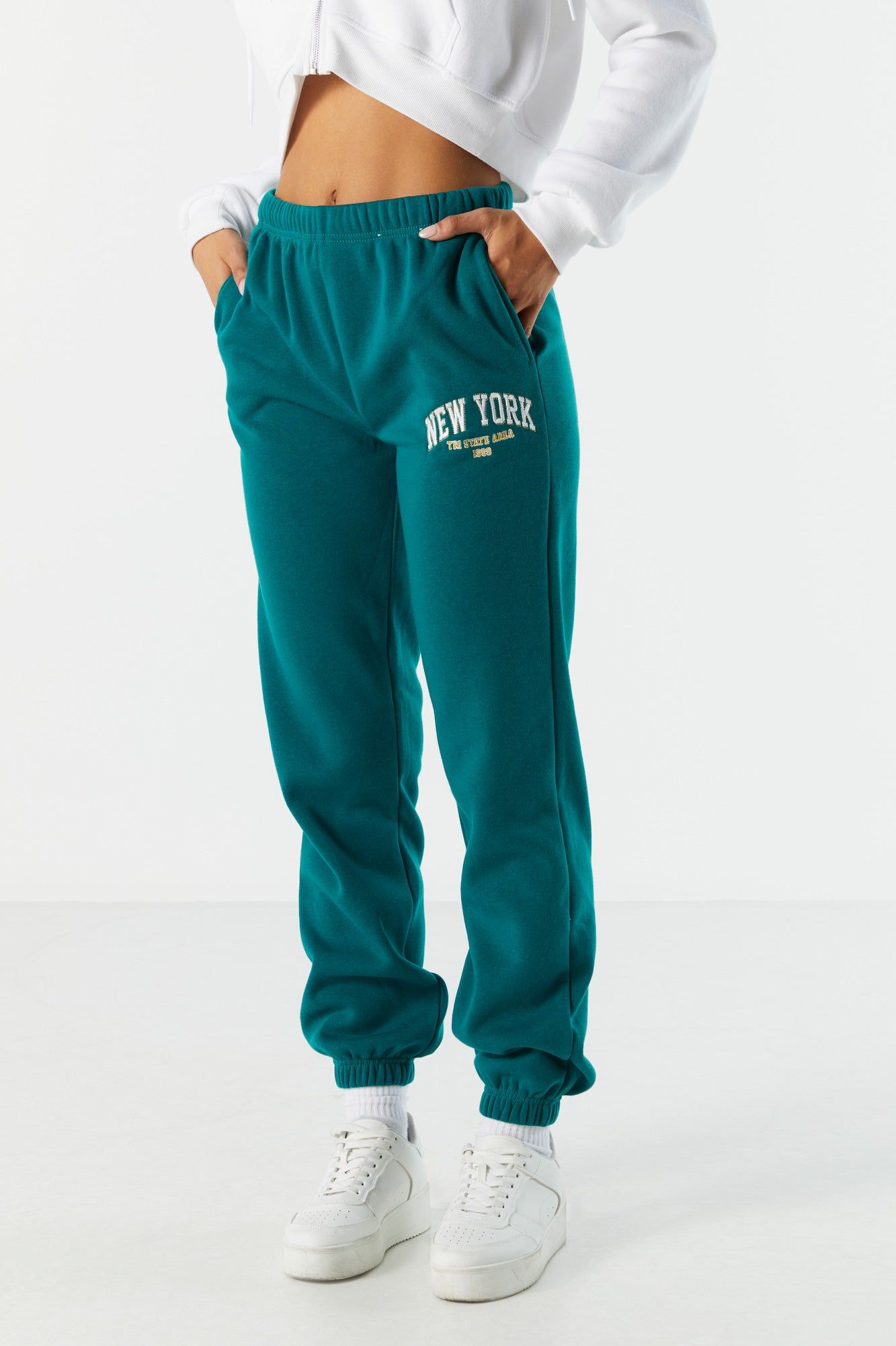 New York Embroidered Fleece Jogger sold by Charlotte Russe product image thumbnail 2