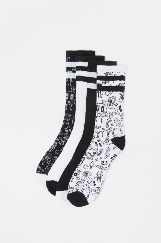 Assorted Doodle Print Athletic Socks (4 Pack) sold by Charlotte Russe