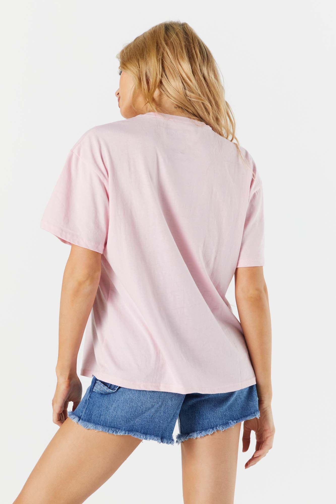 Pink Stitch Graphic Boyfriend T-Shirt sold by Charlotte Russe product image thumbnail 2