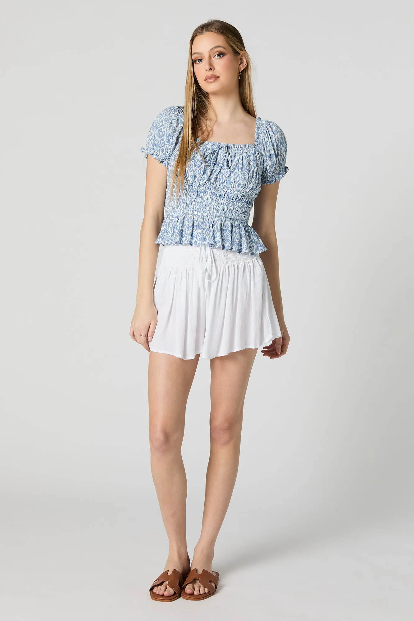 Printed Short Sleeve Milkmaid Top sold by Charlotte Russe product image thumbnail 3