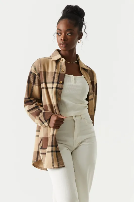 Plaid Fleece Shacket sold by Charlotte Russe