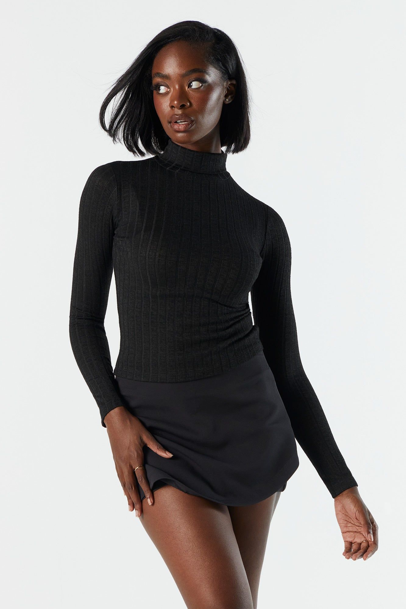 Ribbed Knit Cropped Turtleneck sold by Charlotte Russe product image thumbnail 2