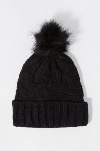 Cable Knit Hat with Pom Pom sold by Charlotte Russe