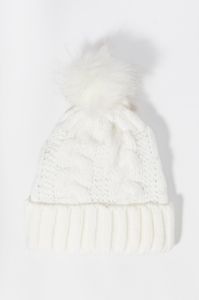 Cable Knit Hat with Pom Pom sold by Charlotte Russe