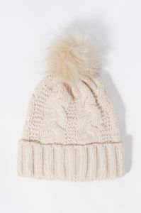 Cable Knit Hat with Pom Pom sold by Charlotte Russe
