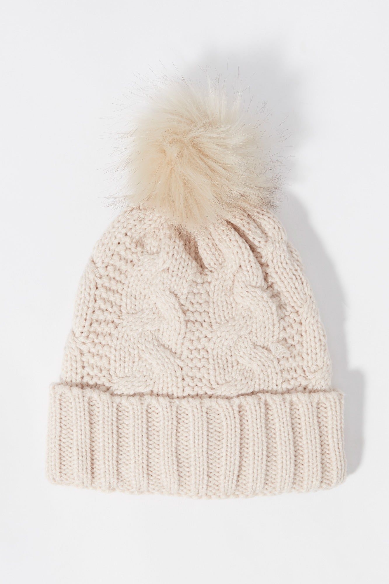 Cable Knit Hat with Pom Pom sold by Charlotte Russe product image thumbnail 4
