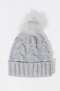 Cable Knit Hat with Pom Pom sold by Charlotte Russe