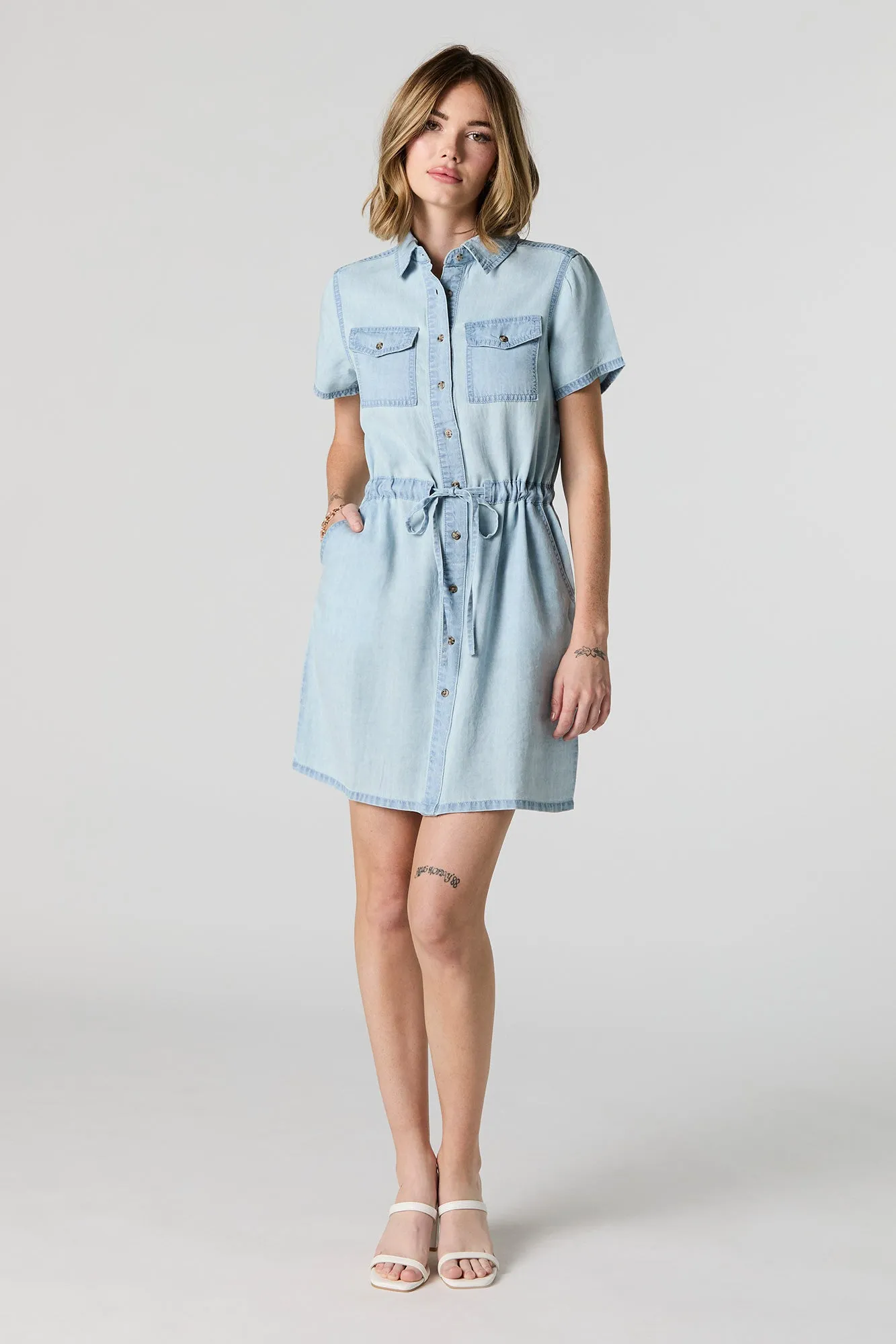 Button-Up Self Tie T-Shirt Dress sold by Charlotte Russe product image thumbnail 3