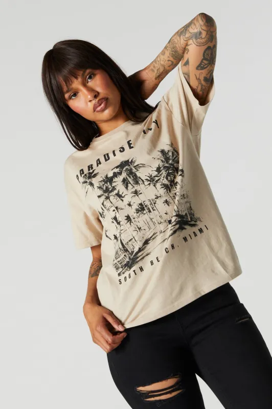 Paradise City Graphic Boyfriend T-Shirt sold by Charlotte Russe
