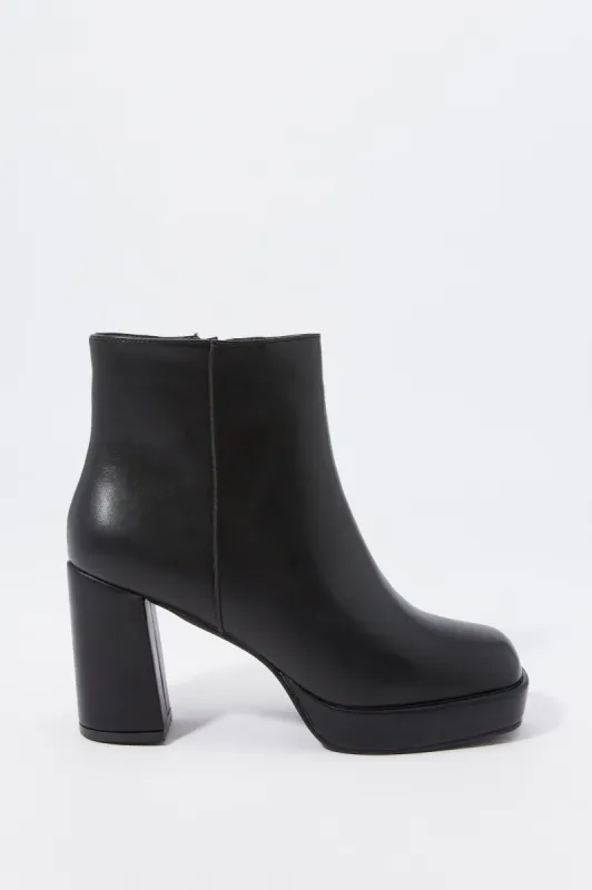 Faux-Leather Block Heel Boot sold by Charlotte Russe