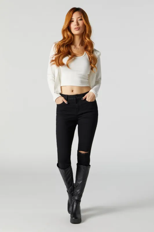 Rio Black Wash Distressed Mid Rise Jean made by Stitches