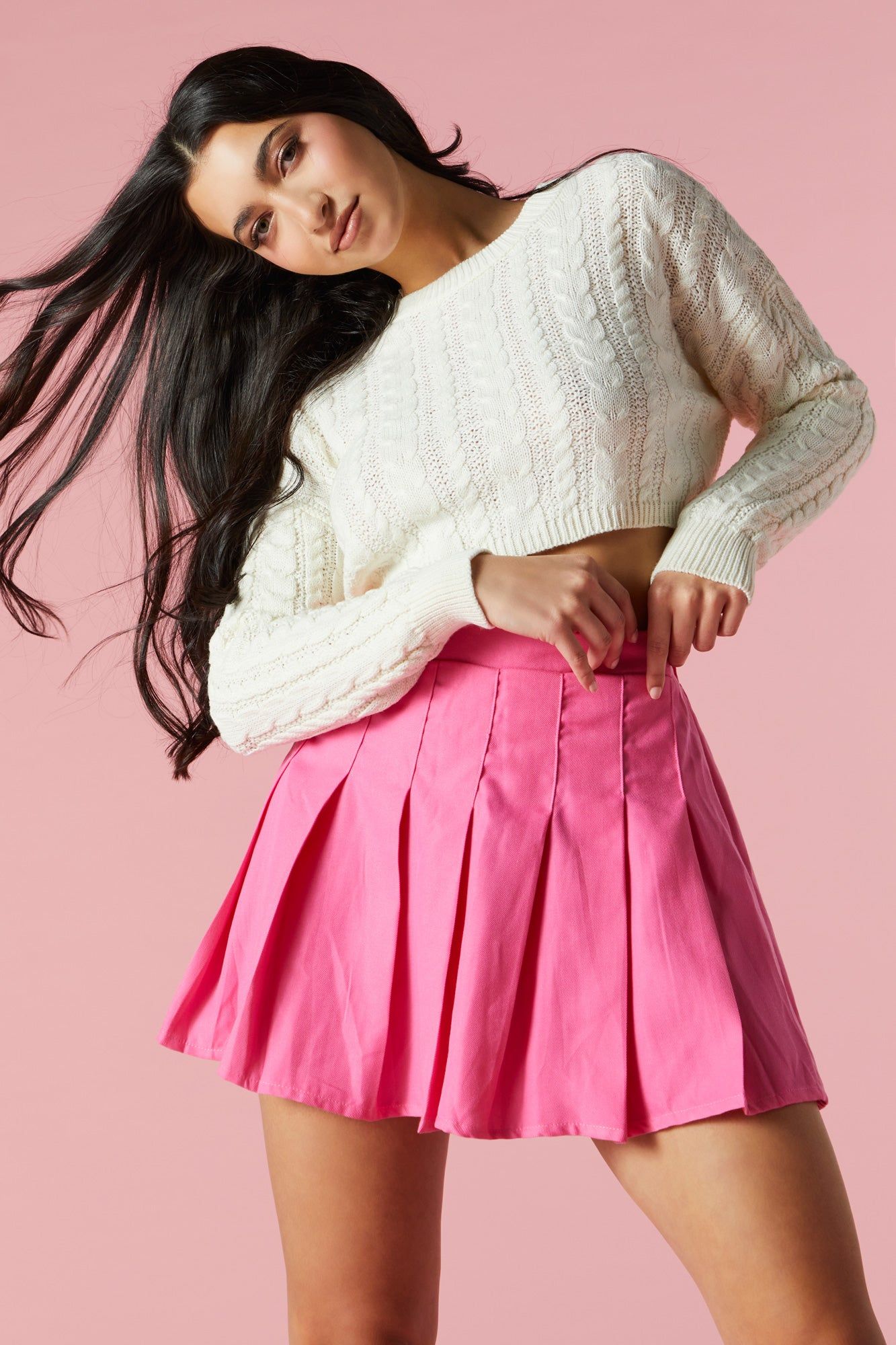 Twill Pleated Skirt sold by Charlotte Russe product image thumbnail 2
