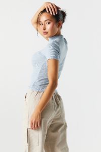 Ribbed Skimmer Mock Neck Top sold by Charlotte Russe