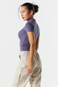 Ribbed Skimmer Mock Neck Top sold by Charlotte Russe