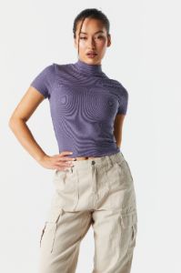Ribbed Skimmer Mock Neck Top sold by Charlotte Russe