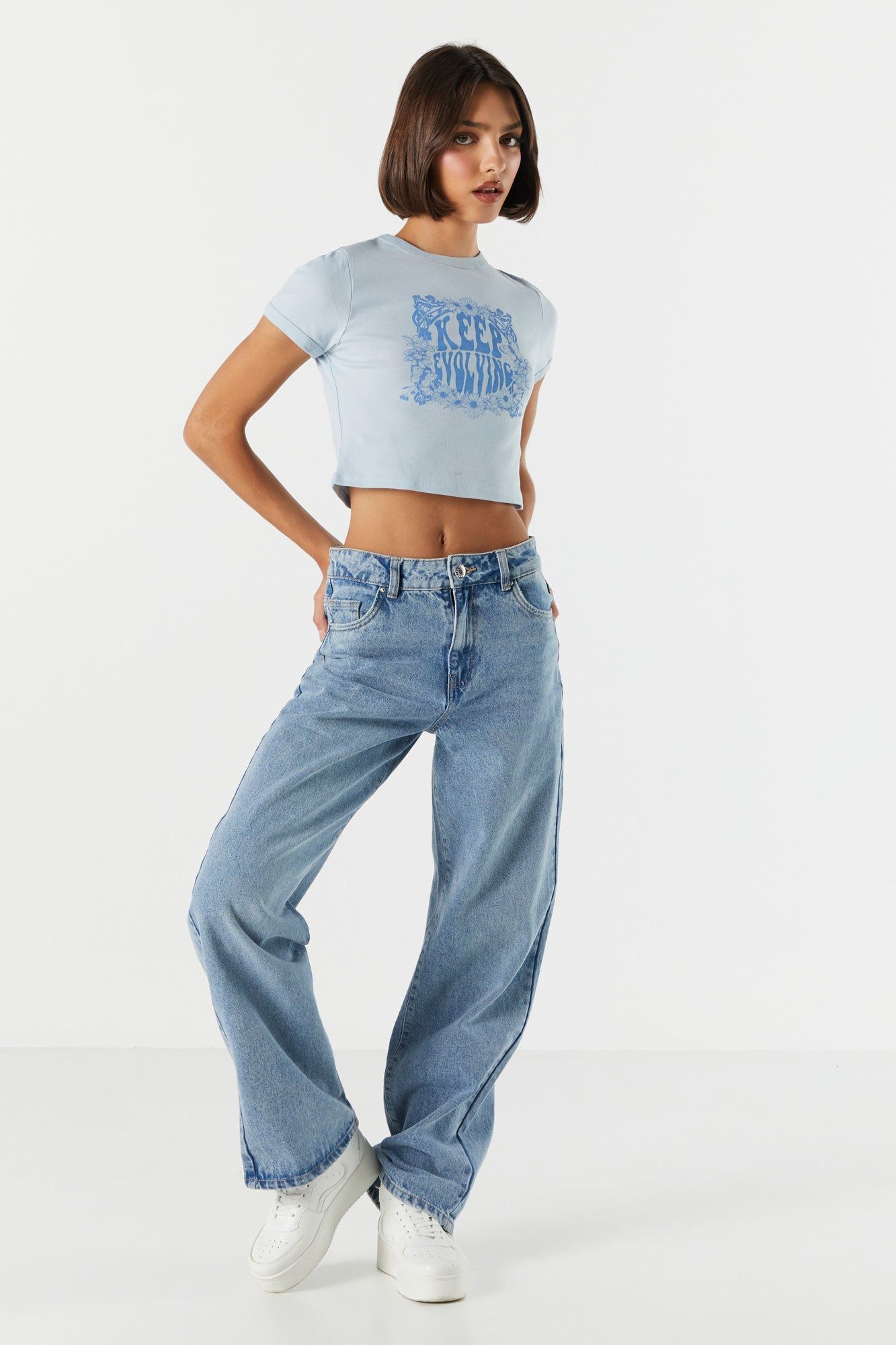 Keep Evolving Graphic Baby Tee sold by Charlotte Russe product image thumbnail 3