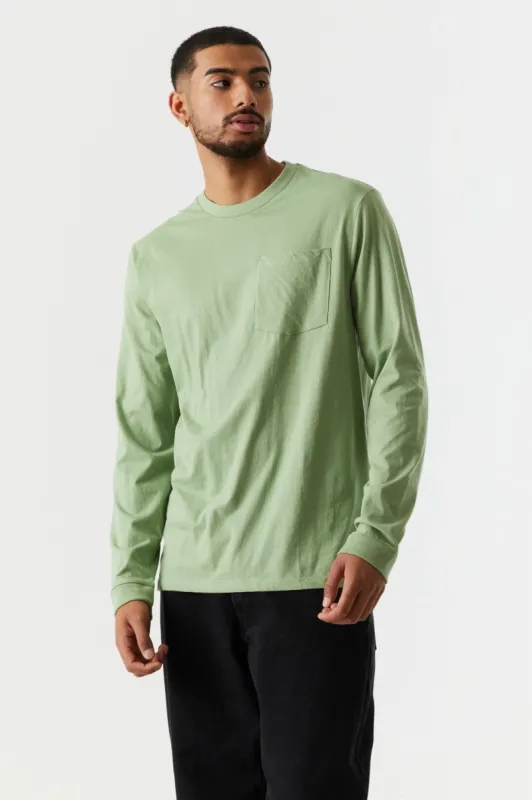 Relaxed Pocket Long Sleeve Crew Neck Top sold by Charlotte Russe