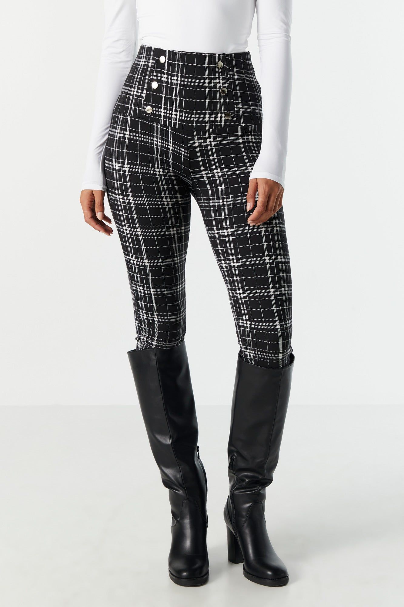 Plaid Button Legging sold by Charlotte Russe product image thumbnail 2