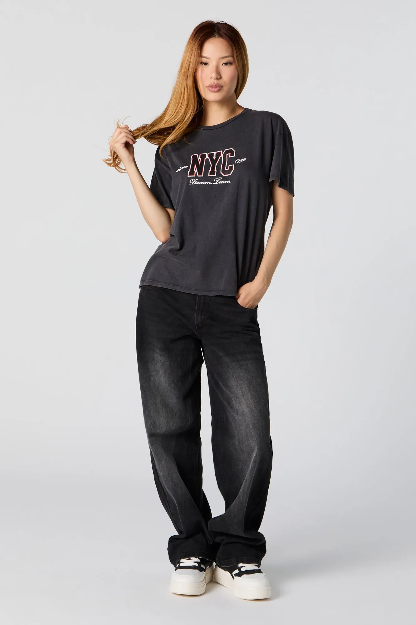 NYC Dream Team Embroidered Boyfriend T-Shirt sold by Charlotte Russe product image thumbnail 2