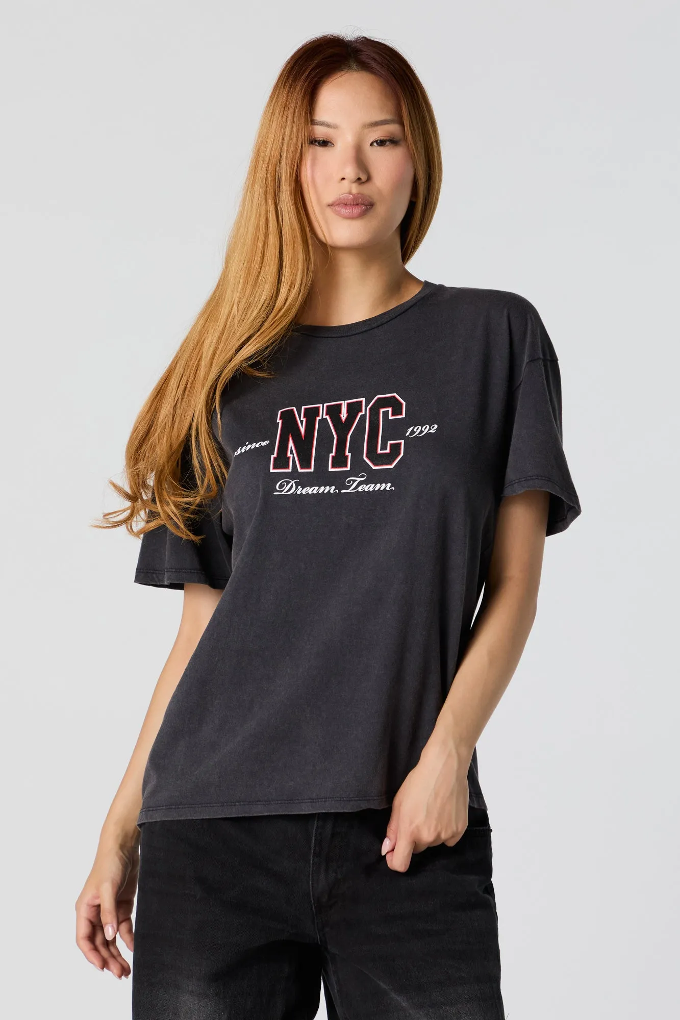 NYC Dream Team Embroidered Boyfriend T-Shirt sold by Charlotte Russe