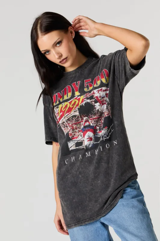Indy 500 Graphic Washed Boyfriend T-Shirt sold by Charlotte Russe