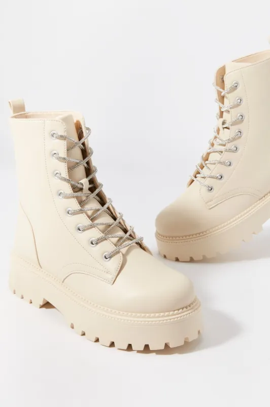 Faux-Leather Lace Up Boot sold by Charlotte Russe