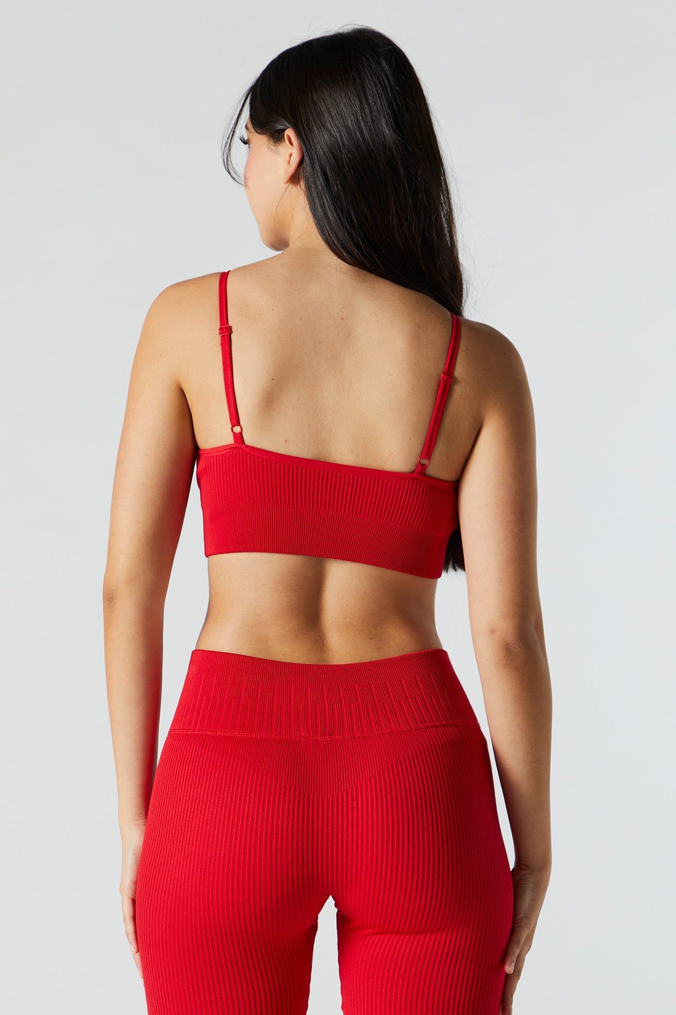 Red Sommer Ray Active Seamless Ribbed Sports Bra sold by Charlotte Russe product image thumbnail 2