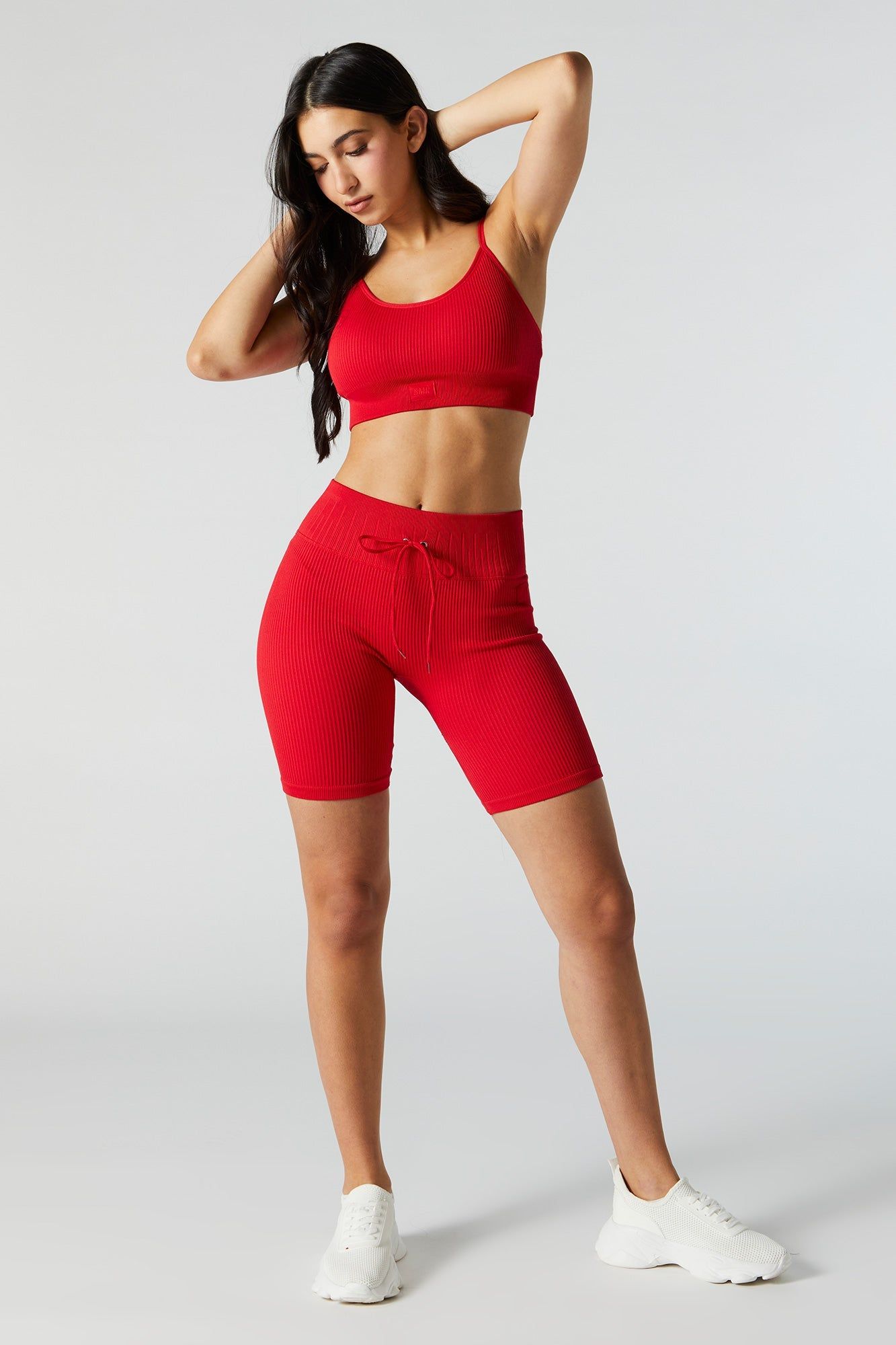 Red Sommer Ray Active Seamless Ribbed Sports Bra sold by Charlotte Russe product image thumbnail 3
