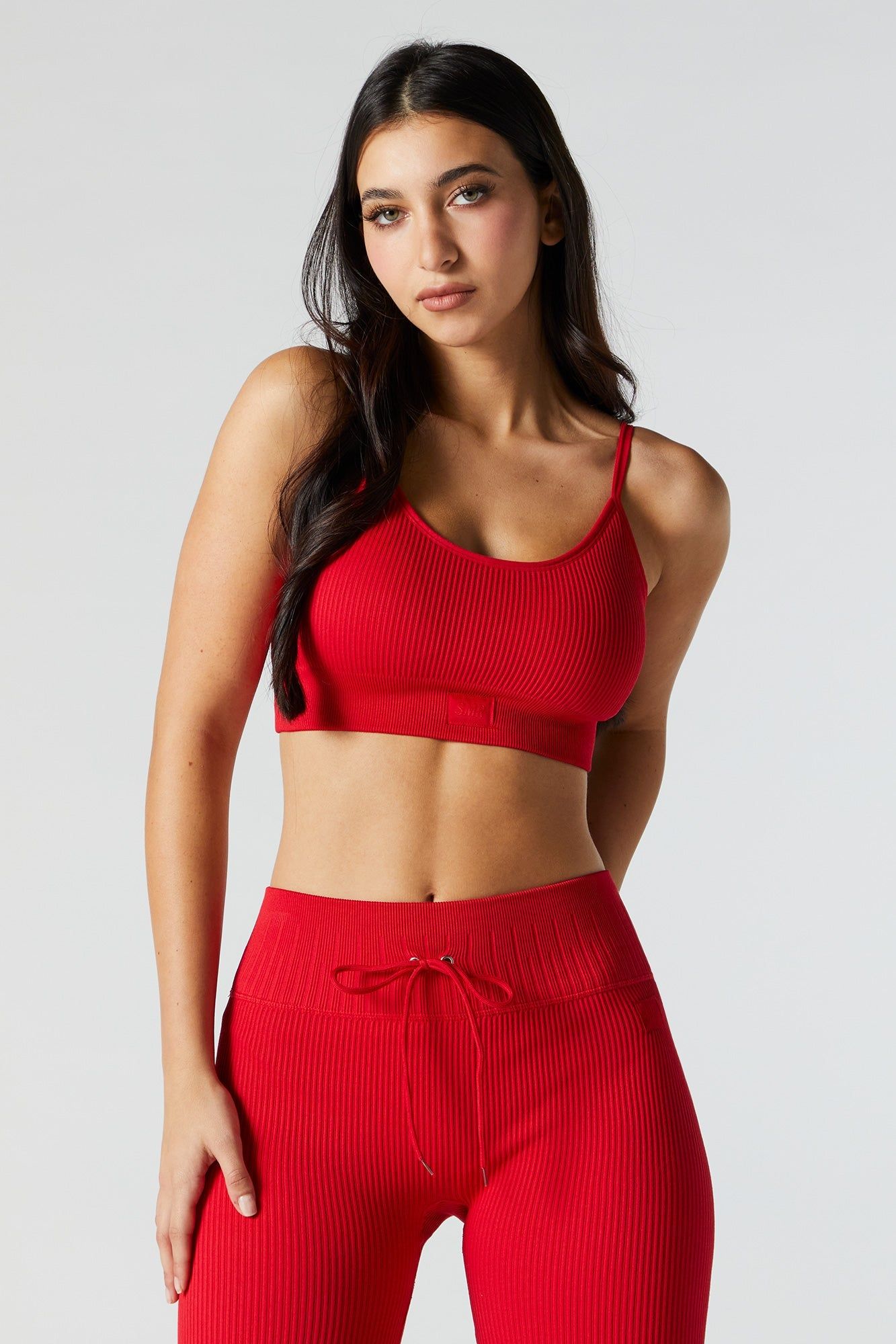 Red Sommer Ray Active Seamless Ribbed Sports Bra sold by Charlotte Russe