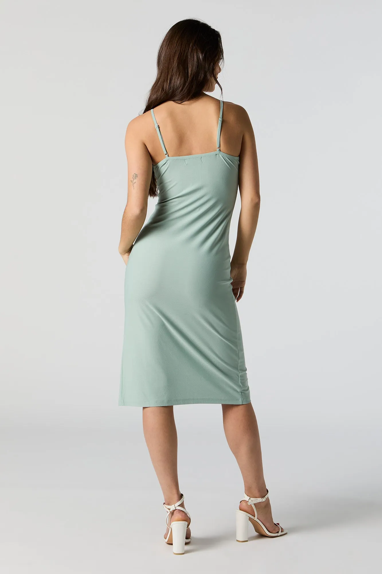 Crepe V-Neck Slit Midi Dress sold by Charlotte Russe product image thumbnail 5
