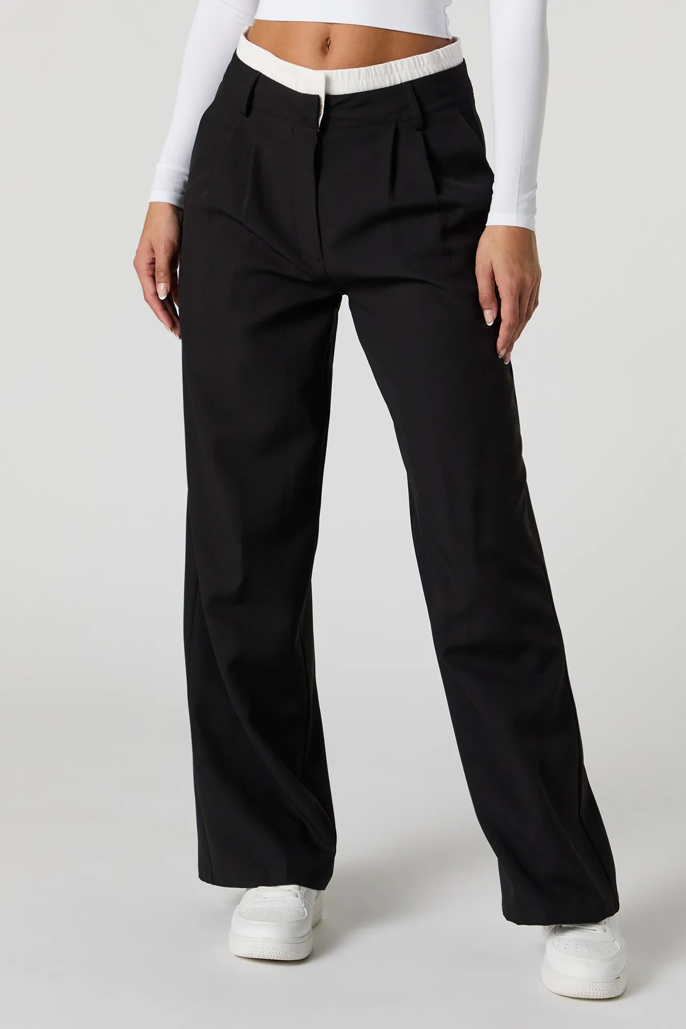 Contrast Waist Straight Leg Dress Pant sold by Charlotte Russe product image thumbnail 2