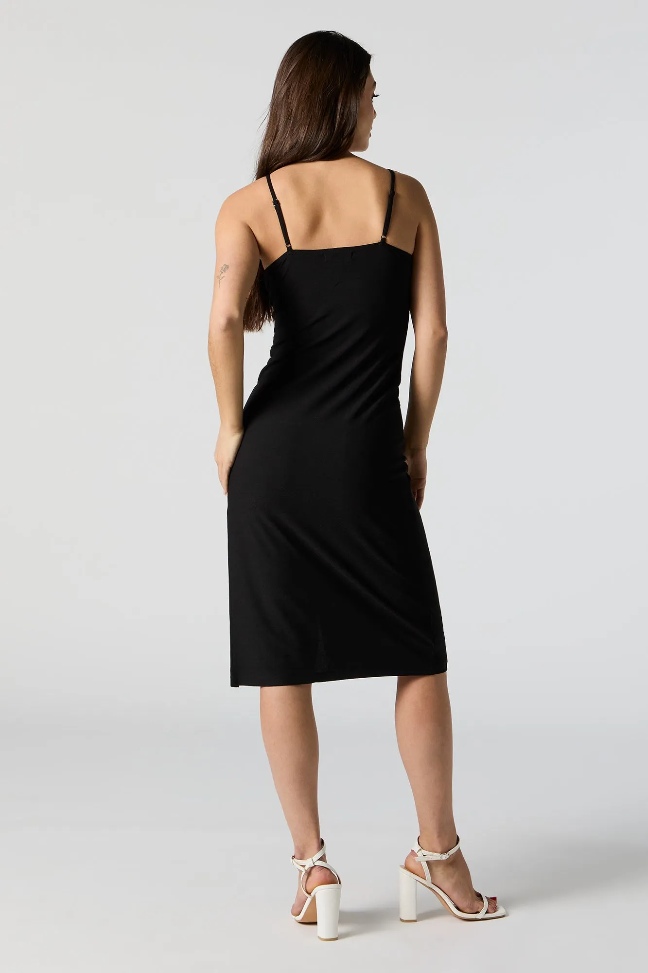 Crepe V-Neck Slit Midi Dress sold by Charlotte Russe product image thumbnail 2