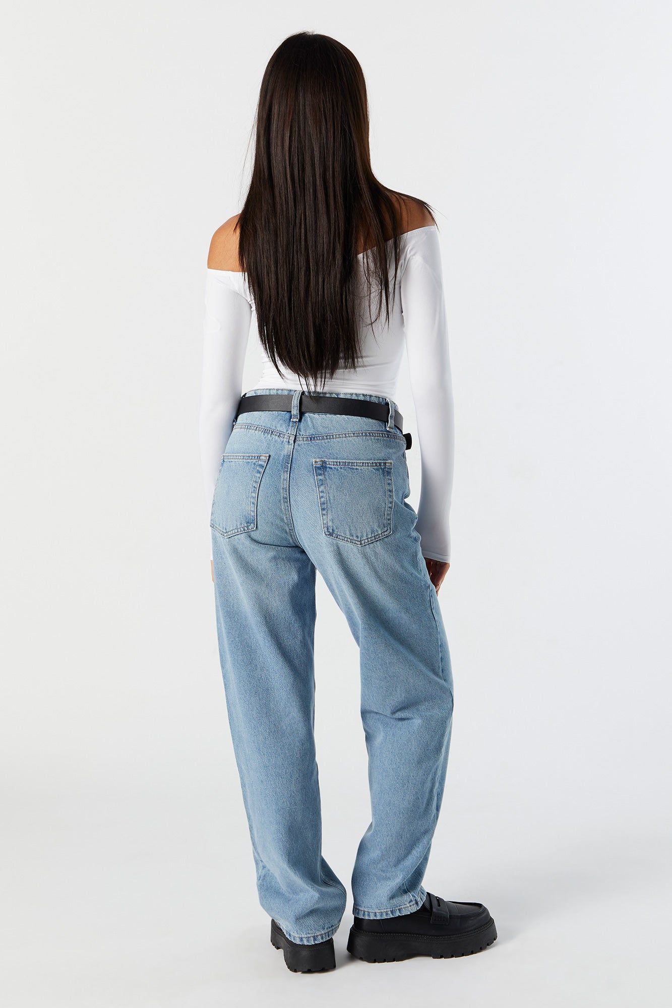 High Rise Medium Wash Straight Leg Jean sold by Charlotte Russe product image thumbnail 3