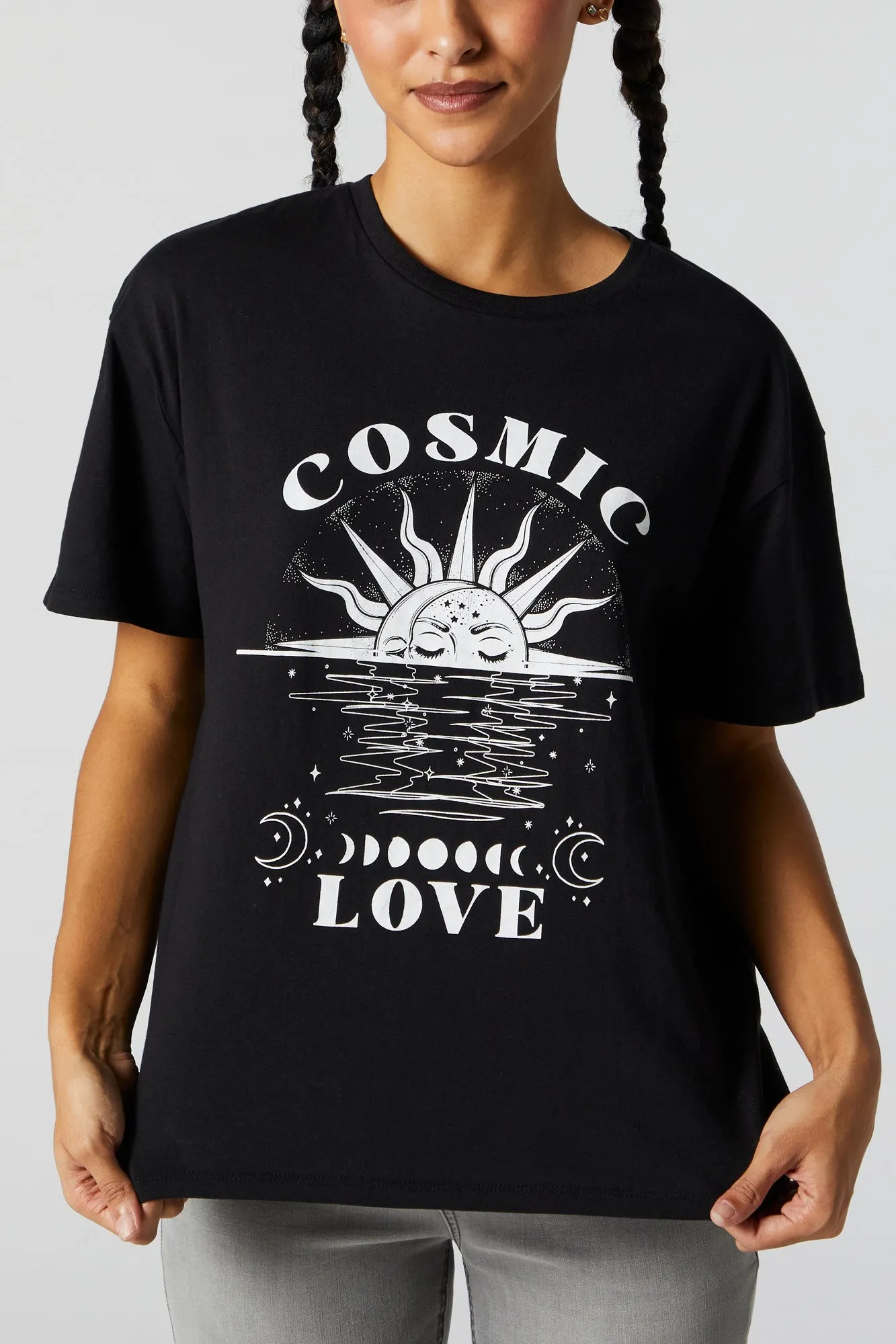 Cosmic Love Graphic Boyfriend T-Shirt sold by Charlotte Russe