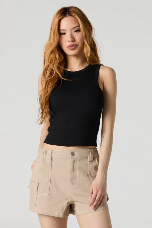 Ribbed High Neck Skimmer Tank sold by Charlotte Russe