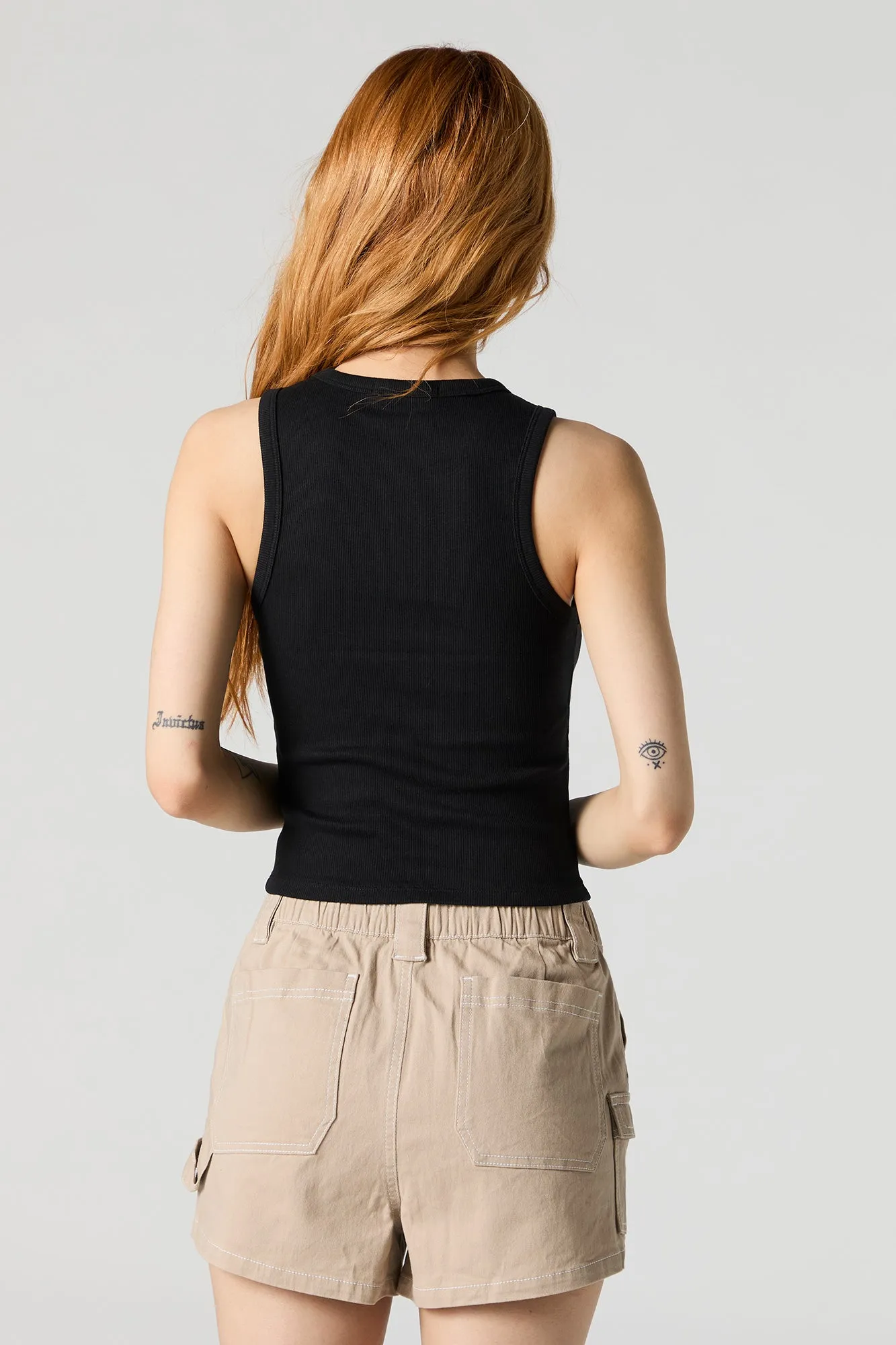 Ribbed High Neck Skimmer Tank sold by Charlotte Russe product image thumbnail 2