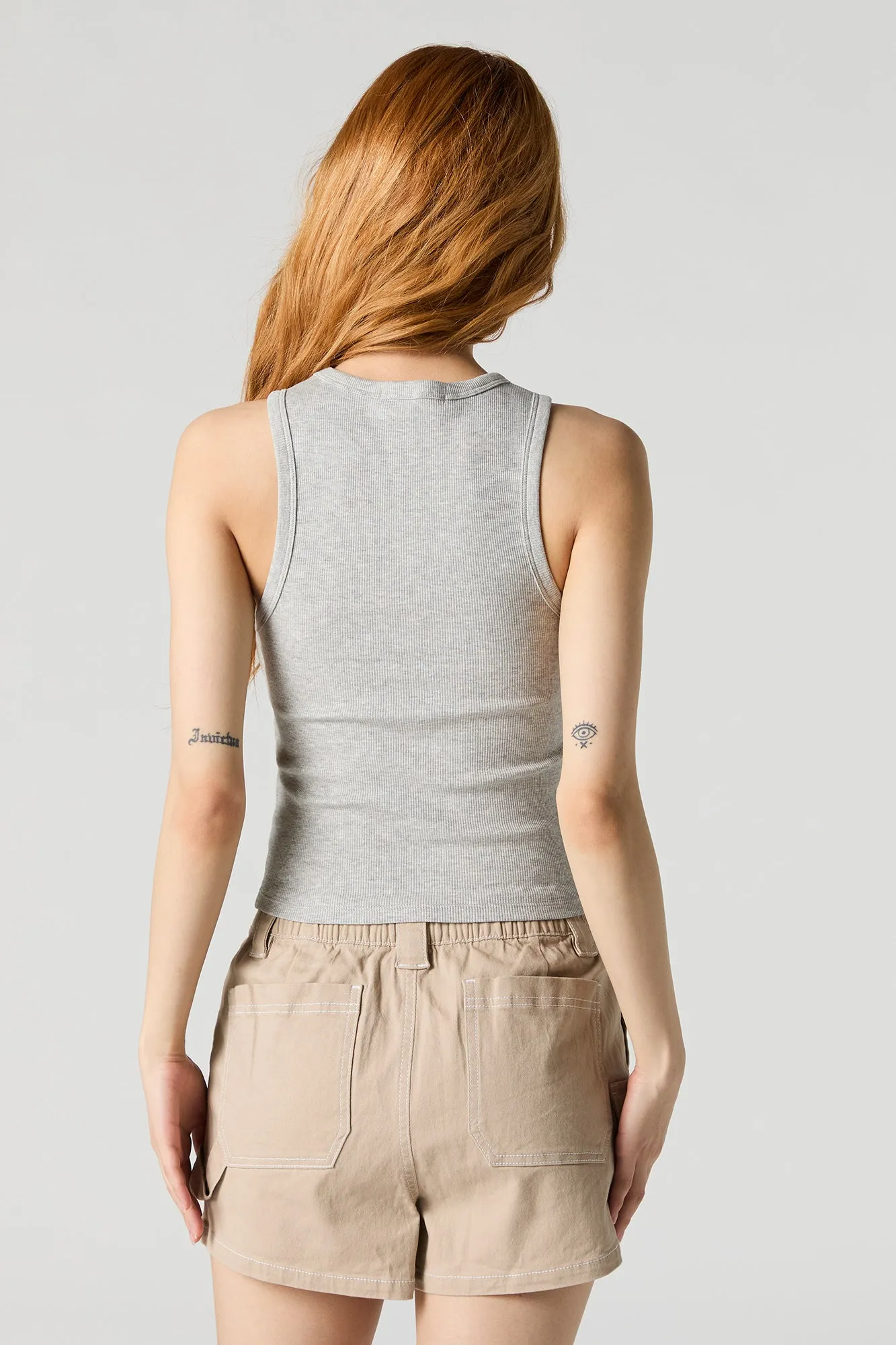 Ribbed High Neck Skimmer Tank sold by Charlotte Russe product image thumbnail 5